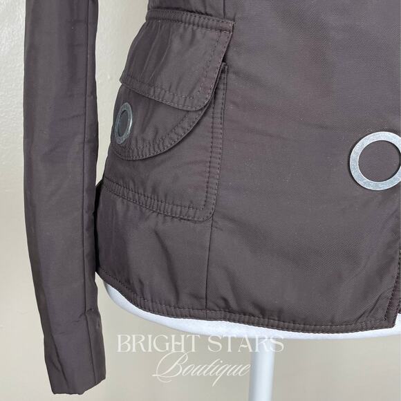 Rare Brown Jacket ASO Lorelai Gilmore Girls Moto Snap Button Casual Fall - Picture 9 of 12